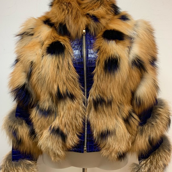 Cheetah croc leather Red Fox Fur💙💙 - Picture 3 of 3
